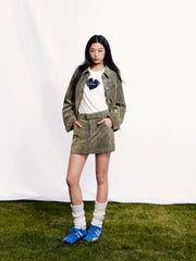 Women's Casual Grey-Green Denim Skirt