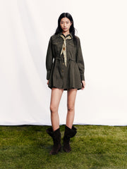 Women's Utility-Style Long-Sleeve Shirt Dress