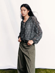 Women's Casual Flowy Print Long-Sleeve Top