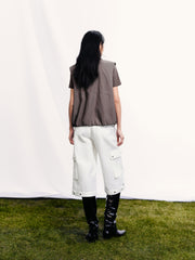 Women's Casual  Plaid-Panel Drawstring Vest