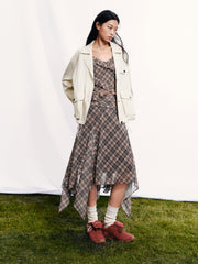 Women's Boho Girl Plaid Skirt Set