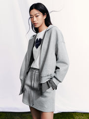 Women's Casual Collegiate Plaid Sweatshirt Jacket