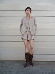 Women's Casual Linen Pleated Shorts
