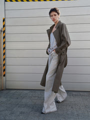 Women's Commuter Double-Breasted Long Trench Coat