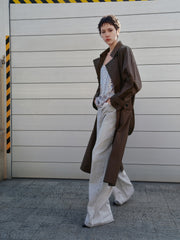 Women's Casual Light Grey High-Rise Straight-Leg Jeans