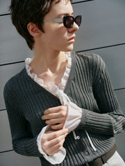 Women's Casual Lustrous Convertible Knit Cardigan