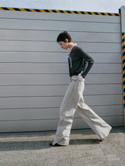 Women's Casual Light Grey High-Rise Straight-Leg Jeans