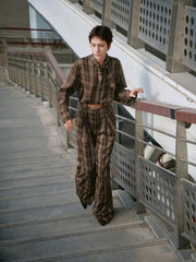 Women's Casual Wheat-Check Shirt