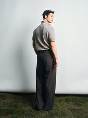 Men's Old Money Style Cable-Knit Short-Sleeve Polo
