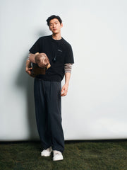 Men's Casual Organza-Panel Embroidered T-Shirt
