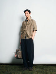 Men's Casual Mulberry Silk Textured Short-Sleeve Shirt