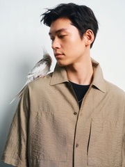 Men's Casual Mulberry Silk Textured Short-Sleeve Shirt