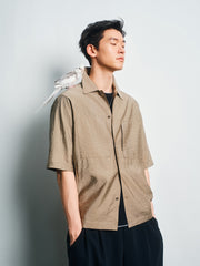 Men's Casual Mulberry Silk Textured Short-Sleeve Shirt