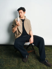 Men's Casual Mulberry Silk Textured Short-Sleeve Shirt