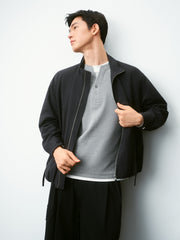 Men's Commuter Black Plaid Textured Jacket