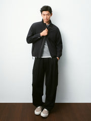 Men's Commuter Black Plaid Textured Jacket