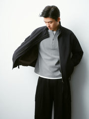 Men's Commuter Black Plaid Textured Jacket