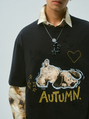 Men's Casual Cartoon Puppy Crewneck  T-Shirt
