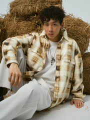 Men's Casual Vintage Plaid Waffle-Texture Shirt