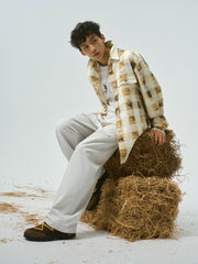 Men's Casual Vintage Plaid Waffle-Texture Shirt