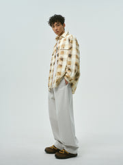 Men's Casual Vintage Plaid Waffle-Texture Shirt