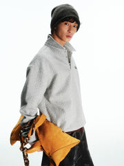 Men's Preppy Textured-Knit Grey Pullover