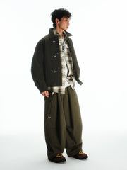Men's Vintage Aircraft-Buckle Brown Jacket