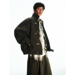 Men's Vintage Aircraft-Buckle Brown Jacket