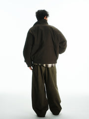 Men's Vintage Aircraft-Buckle Brown Jacket