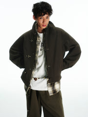 Men's Vintage Aircraft-Buckle Brown Jacket