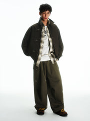 Men's Vintage Aircraft-Buckle Brown Jacket