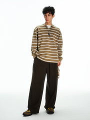 Men's Vintage Stripe Henley Textured Sweatshirt