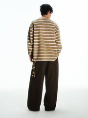 Men's Vintage Stripe Henley Textured Sweatshirt