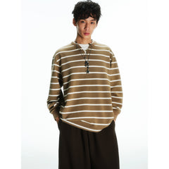Men's Vintage Stripe Henley Textured Sweatshirt