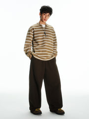 Men's Vintage Stripe Henley Textured Sweatshirt