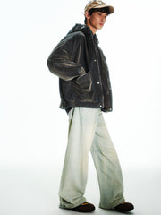 Men's Casual Flocked Lustrous Stand-Collar Jacket