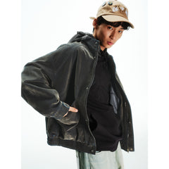 Men's Casual Flocked Lustrous Stand-Collar Jacket