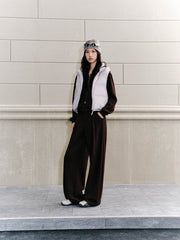 Women's Casual Relaxed Hooded Color-Block Knit Sweatshirt
