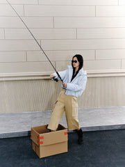 Women's Casual Cropped Straight-Leg Cargo Pants