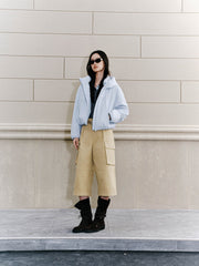 Women's Casual Cropped Straight-Leg Cargo Pants