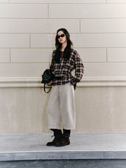 Women's Commuter Contrast-Color Plaid Long-Sleeve Shirt