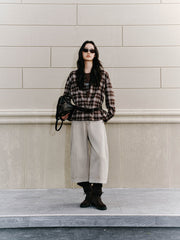 Women's Commuter Contrast-Color Plaid Long-Sleeve Shirt