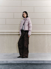 Women's Casual Hooded White Duck Down Purple Puffer Jacket