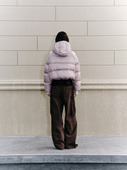 Women's Casual Hooded White Duck Down Purple Puffer Jacket
