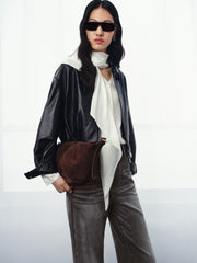Women's Commuter Cropped Genuine Leather Corset Jacket