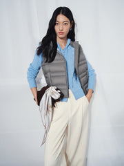 Women's Casual Lightweight 90% White Duck Down Vest