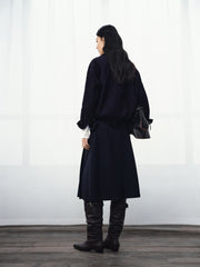 Women's Commuter Navy Plaid-Panel Corduroy Jacket