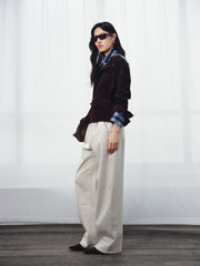 Women's Casual Suede-Finish Waist-Cinching Leather Jacket