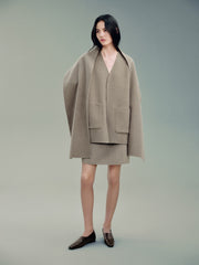 Women's Casual Wool-Silk Double-Face Reversible Coat