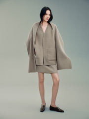Women's Casual Wool-Silk Double-Face Reversible Coat